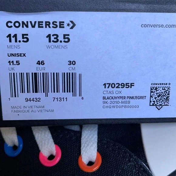 Converse Chuck Taylor All Star OX Black/Hyper Pink/Egret MEN`S - Picture 16 of 16